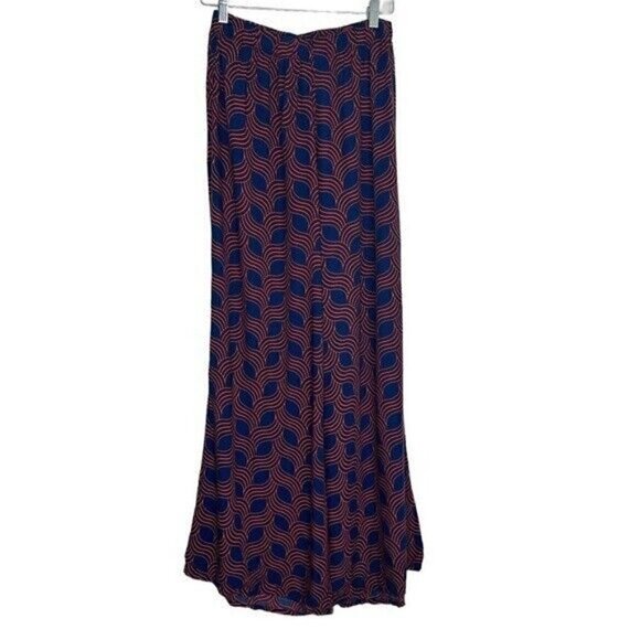 ESCAPADA Living navy & Red Geometric Wide Leg Palazzo Pants Size Small - Picture 2 of 10
